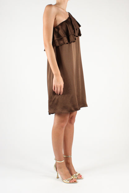 Short one-shoulder dress with ruffles