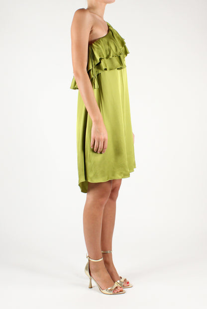 Short one-shoulder dress with ruffles