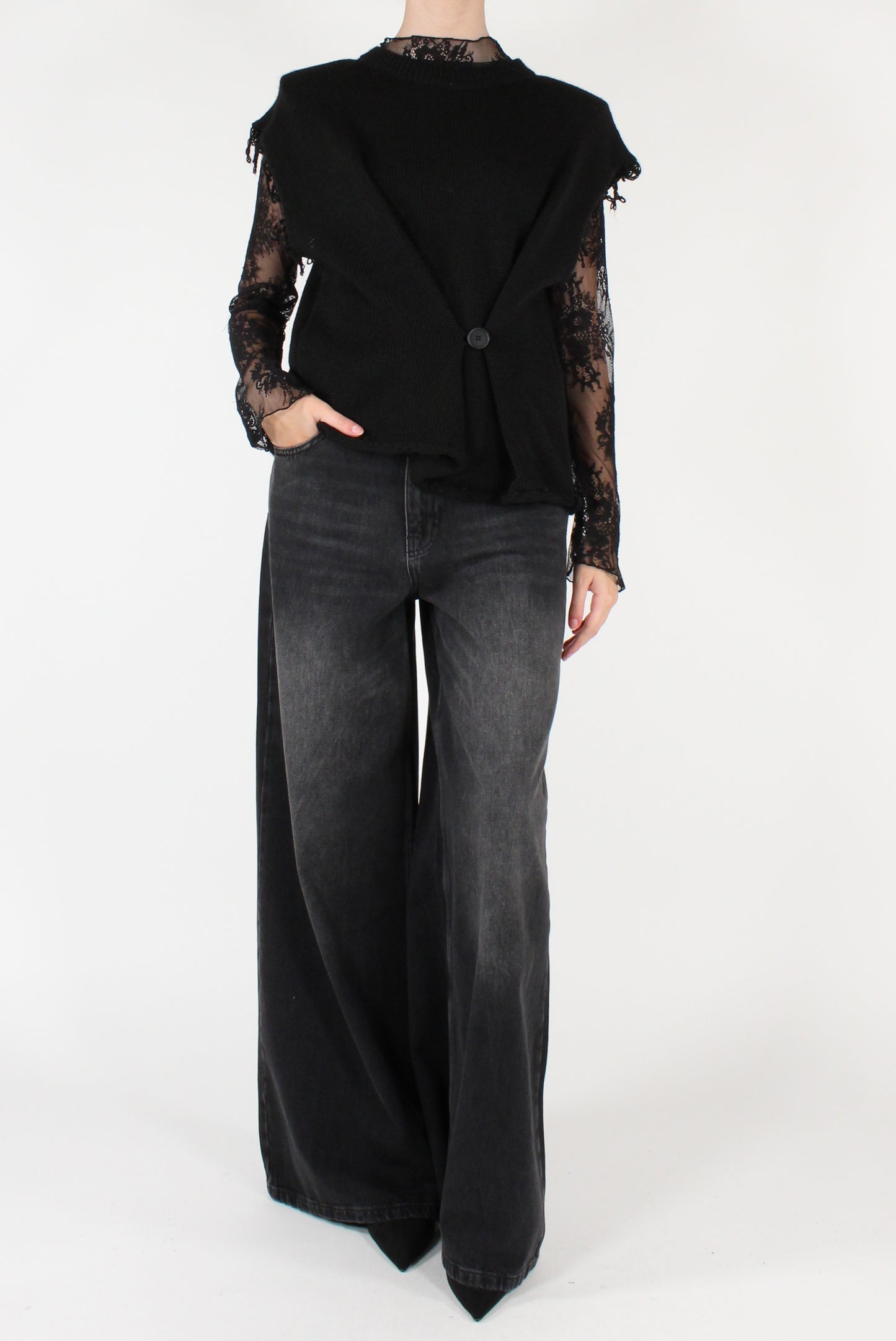 Gilet Girocollo con Bottone
