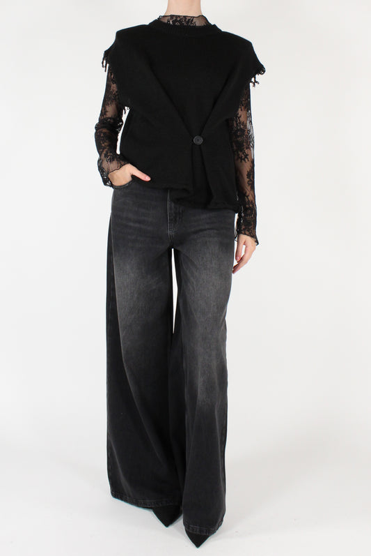 Gilet Girocollo con Bottone