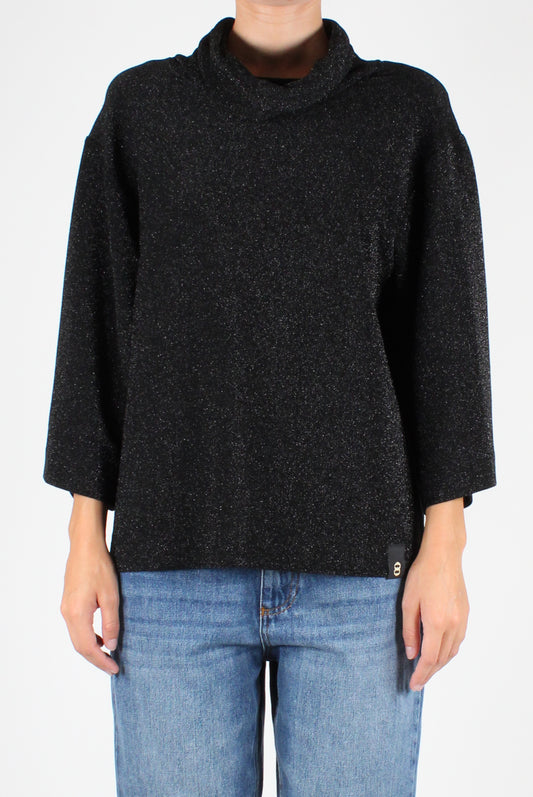 Wide Sleeve Sweater with Lurex