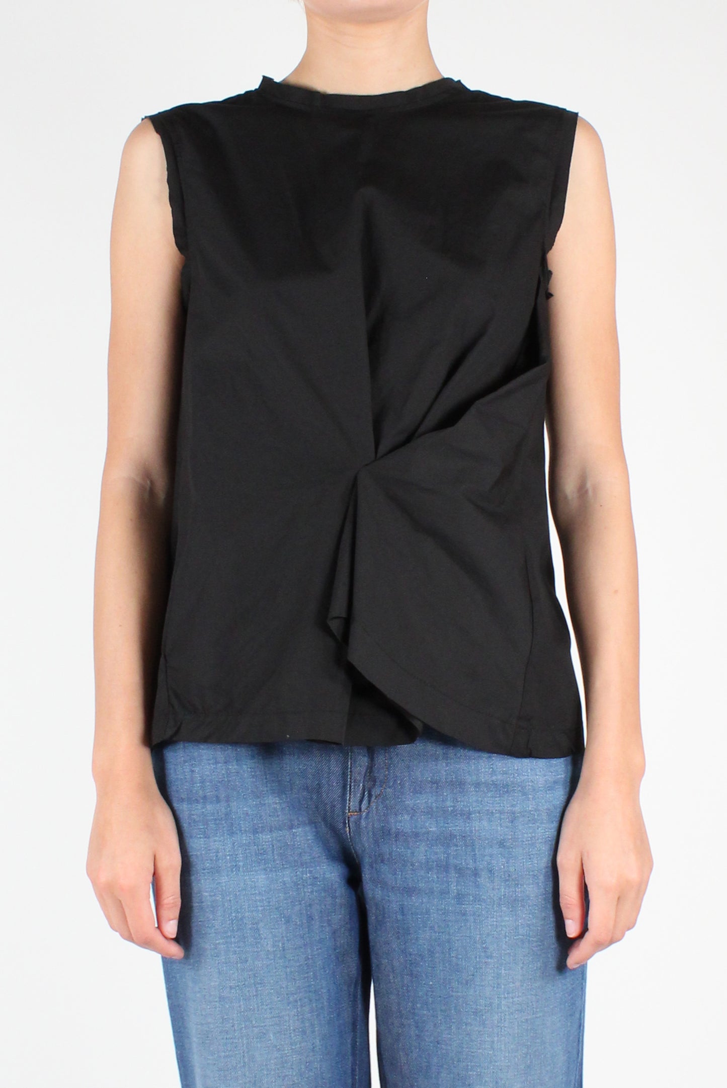 Poplin Top with Pleats