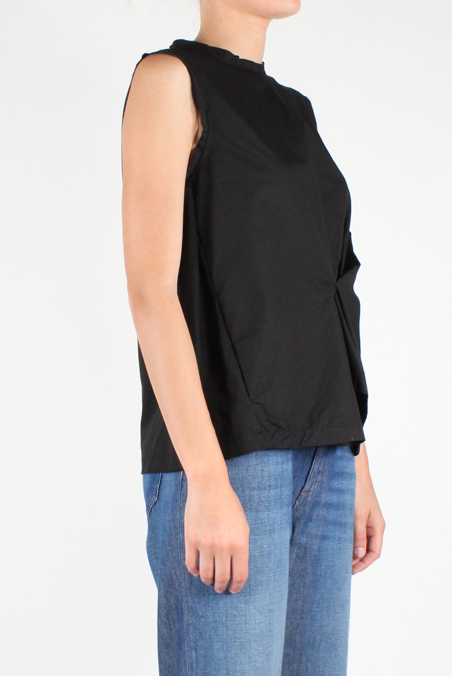 Poplin Top with Pleats