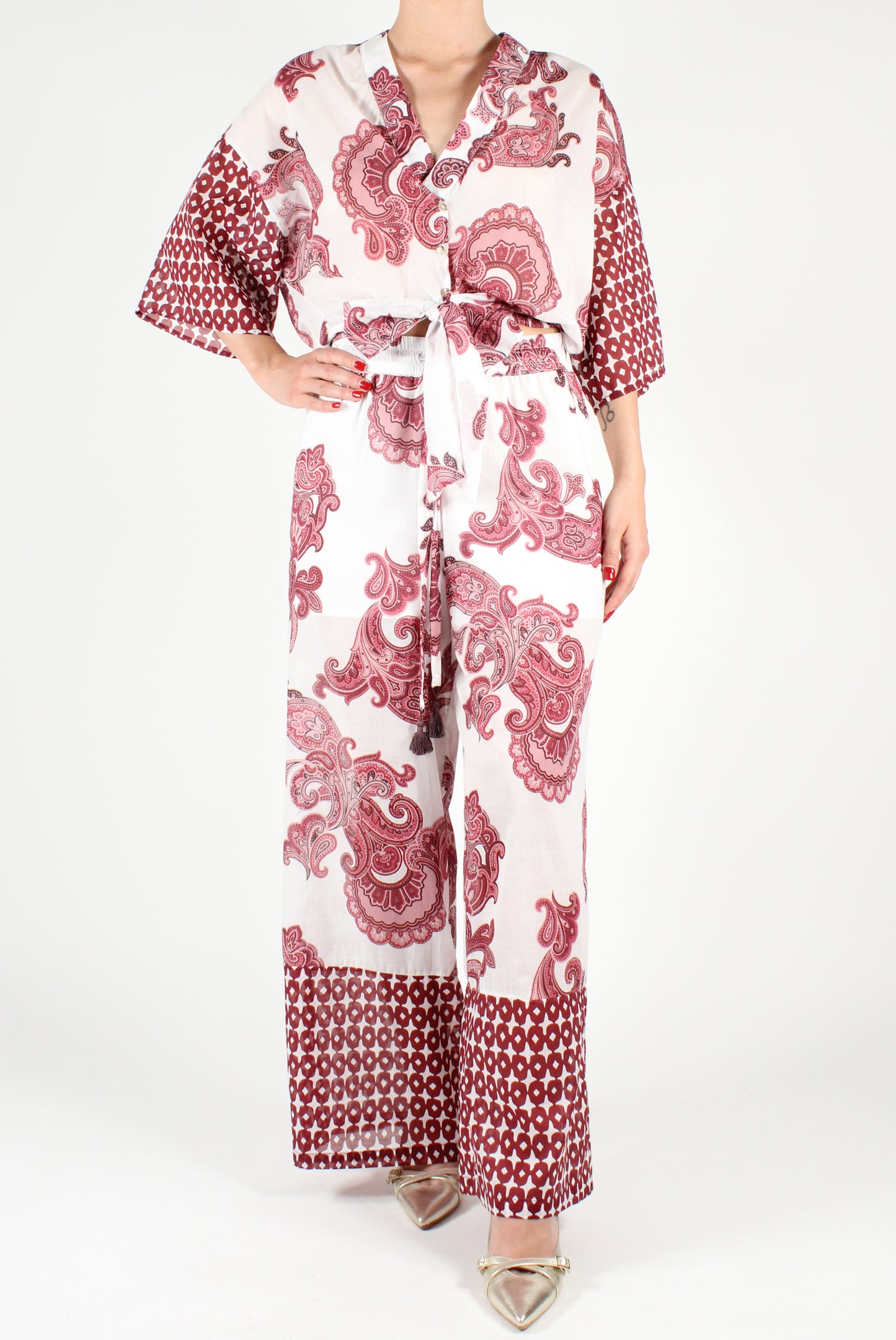 Palazzo trousers with Jacquard print