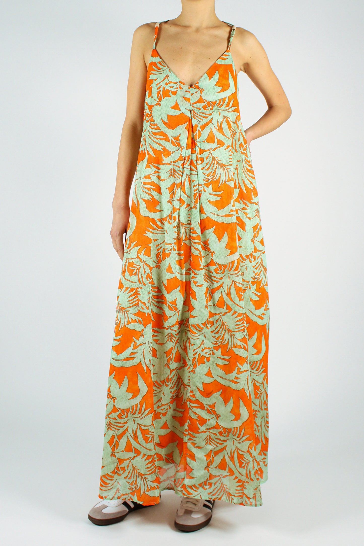 Leaf Print Muslin Dress