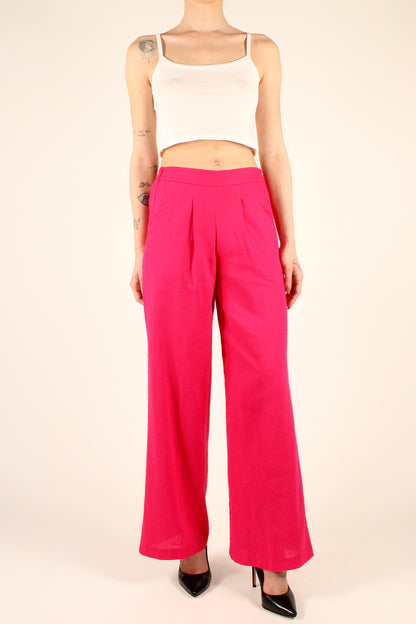 Palazzo Trousers in Linen Blend with Pleats