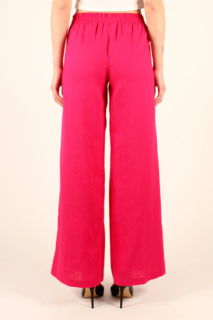 Palazzo Trousers in Linen Blend with Pleats