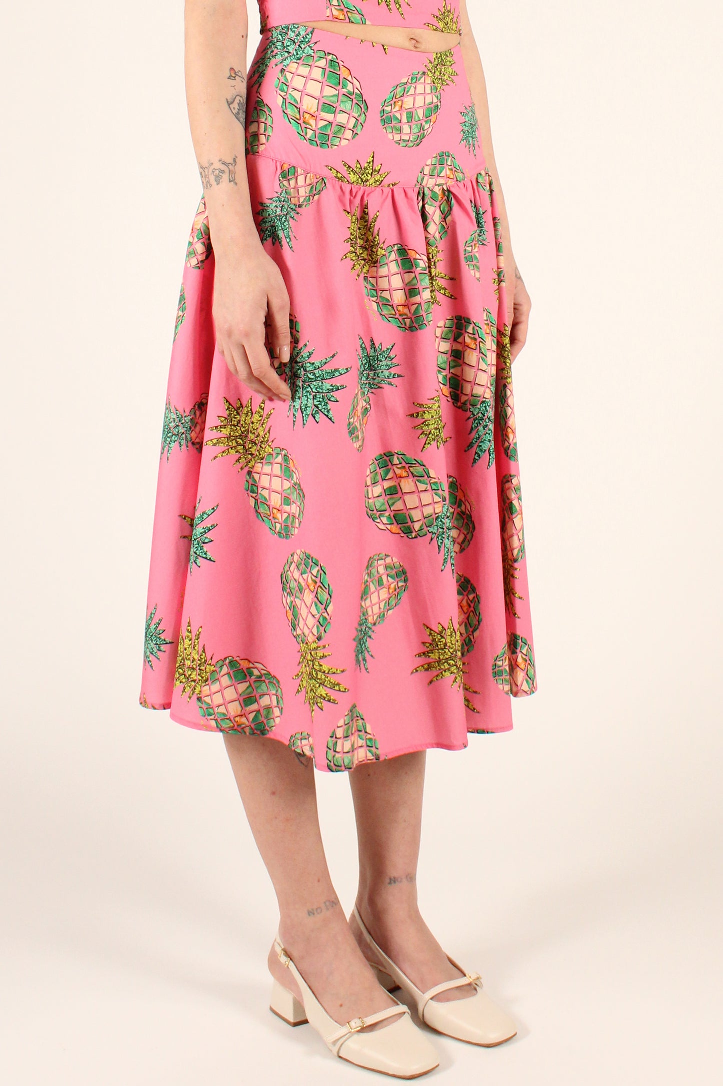 Pineapple Print Midi Skirt in Cotton