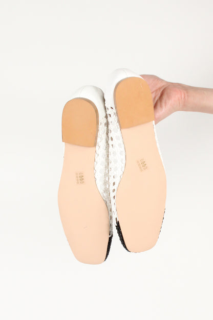 Two-tone woven ballet flats