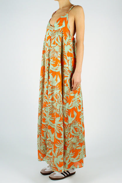 Leaf Print Muslin Dress