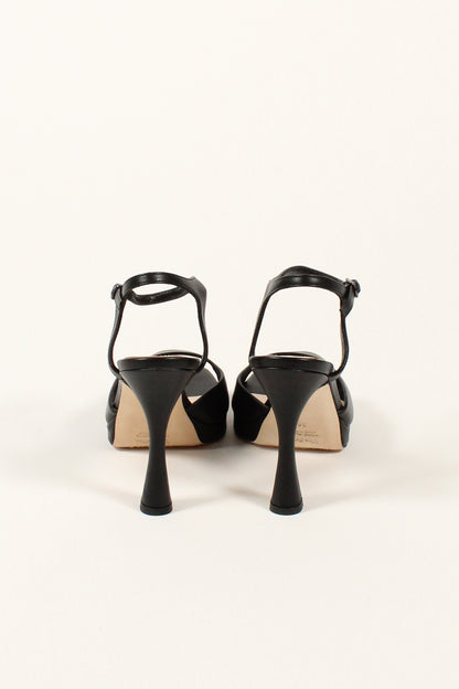 Leather Sandal with Heel and Plateau