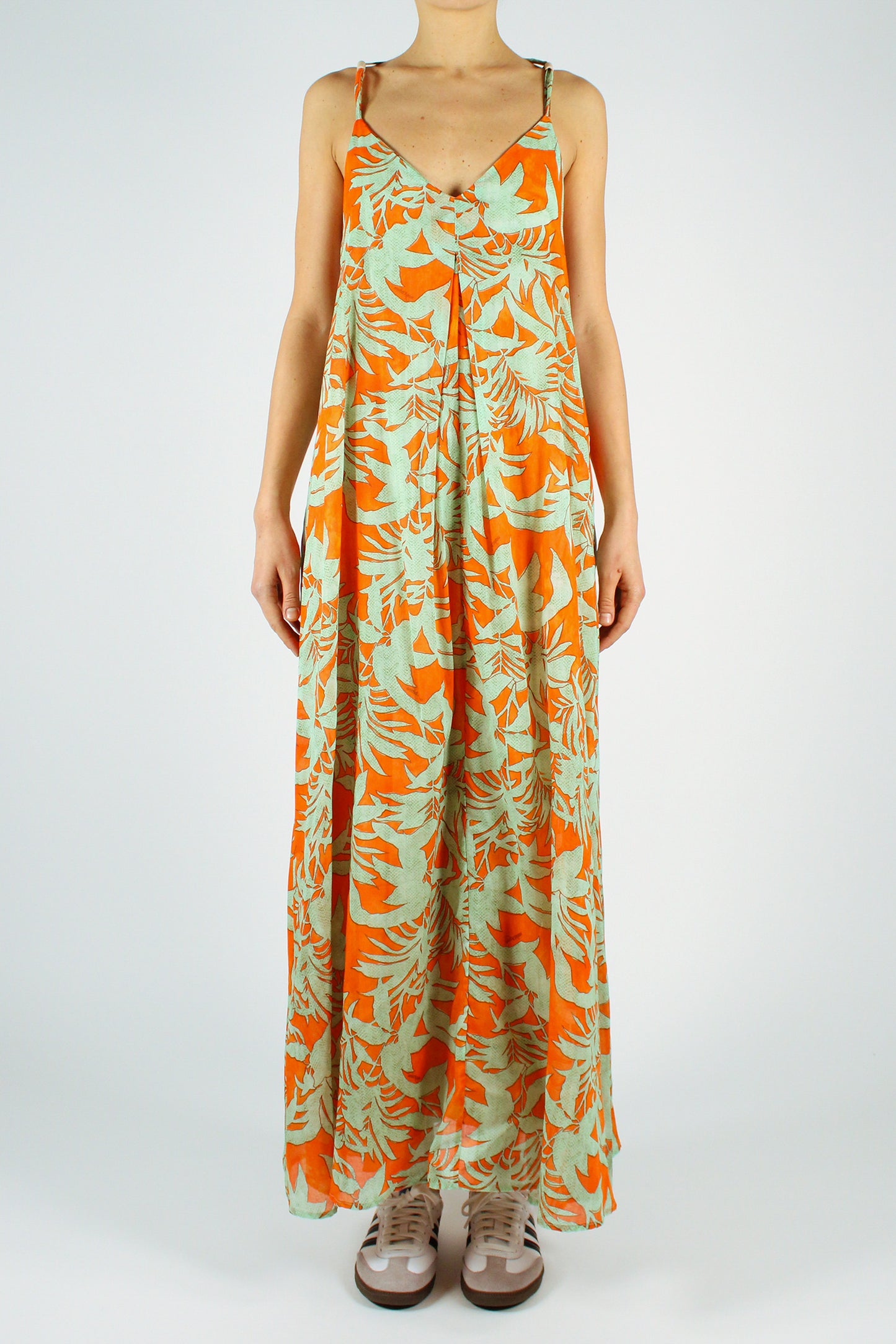 Leaf Print Muslin Dress