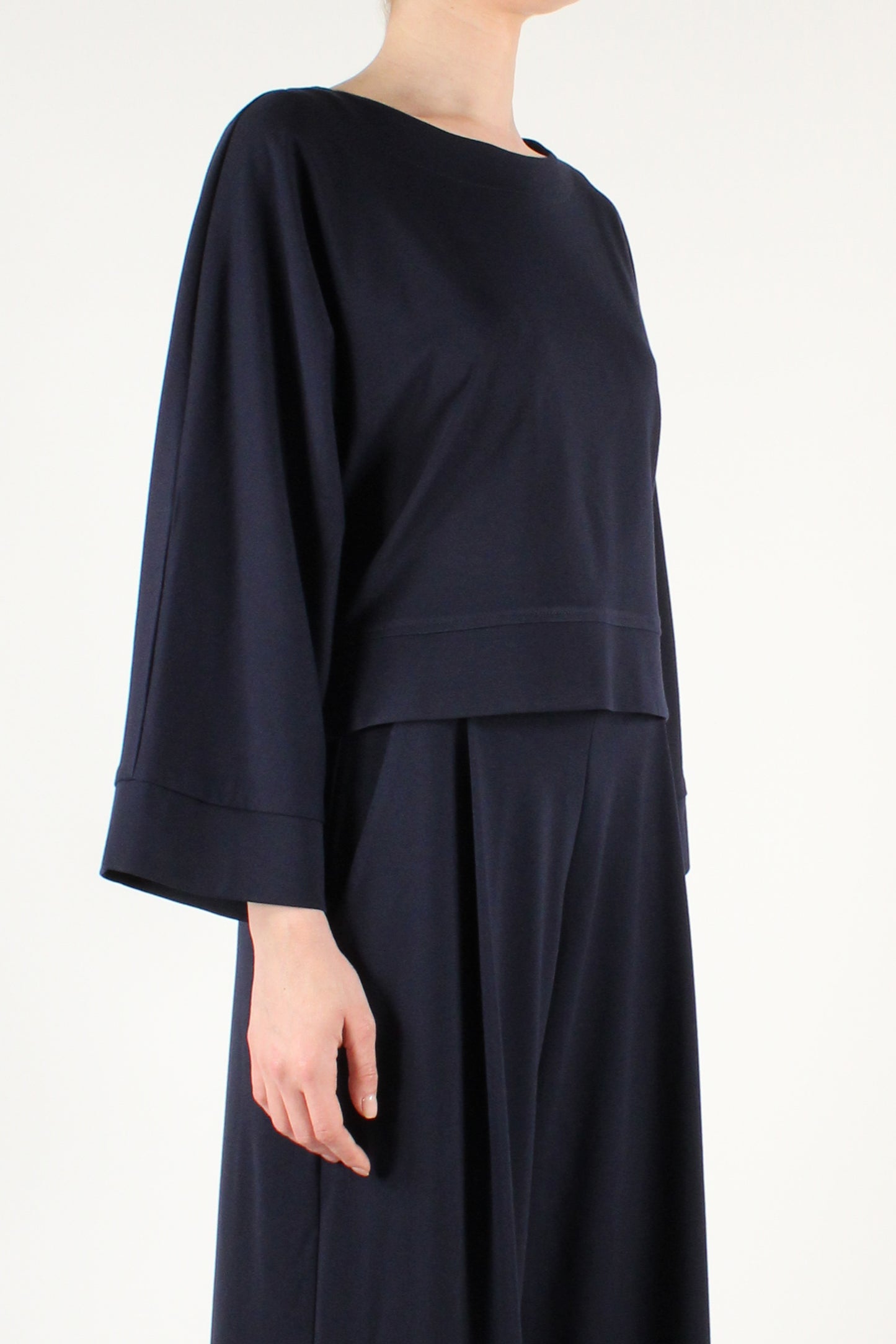 Asymmetric Over Sweatshirt With Long Sleeves Boat Neckline In Milano Stitch