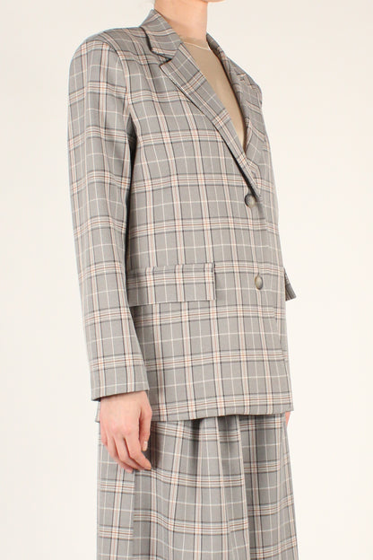 Single-breasted two-button checkered blazer