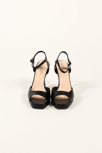 Leather Sandal with Heel and Plateau