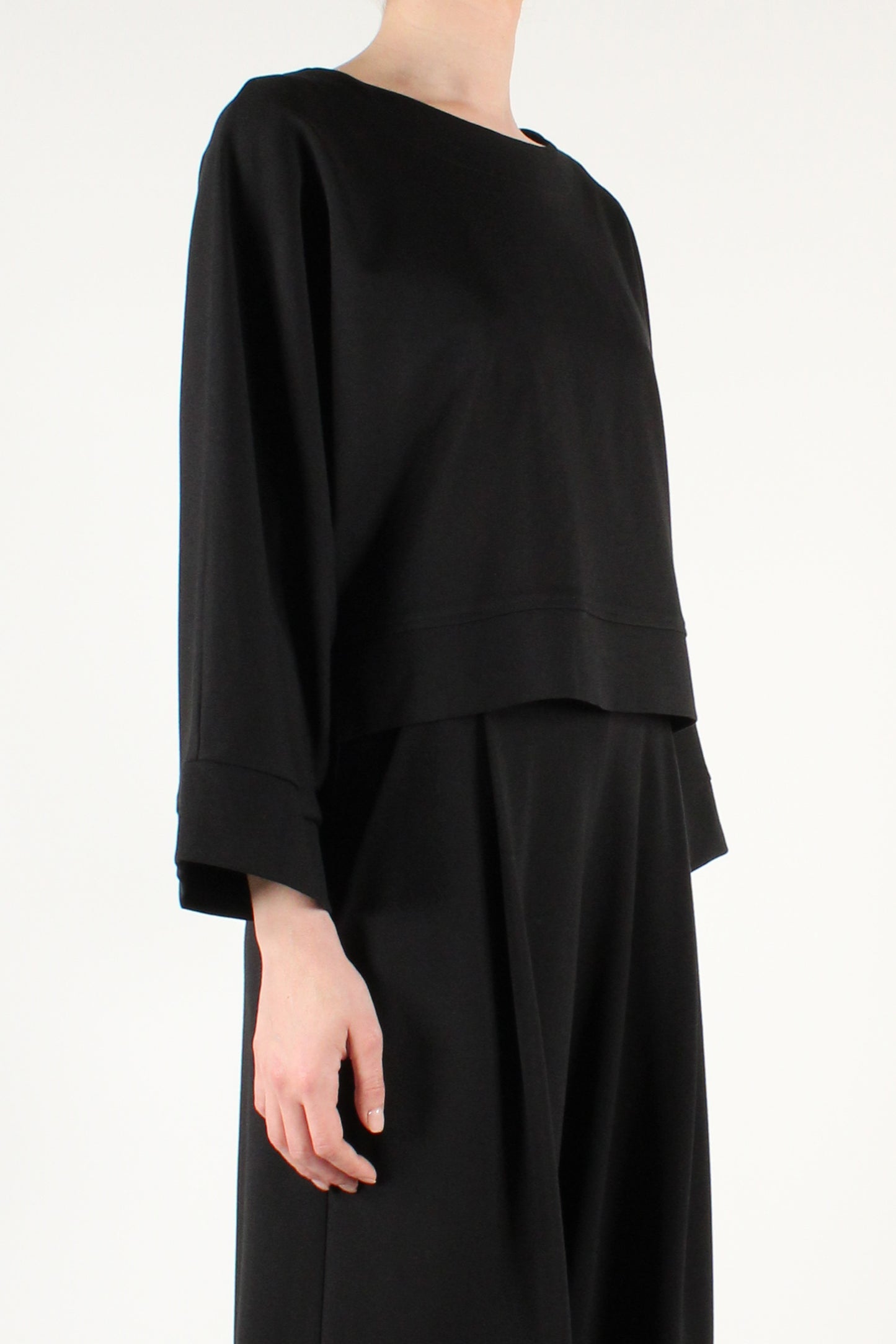 Asymmetric Over Sweatshirt With Long Sleeves Boat Neckline In Milano Stitch