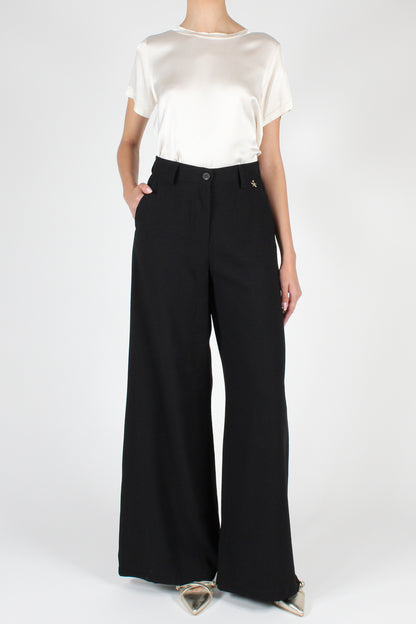 Palazzo Trousers in Solid Color Viscose