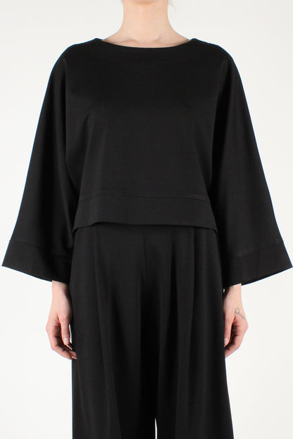 Asymmetric Over Sweatshirt With Long Sleeves Boat Neckline In Milano Stitch