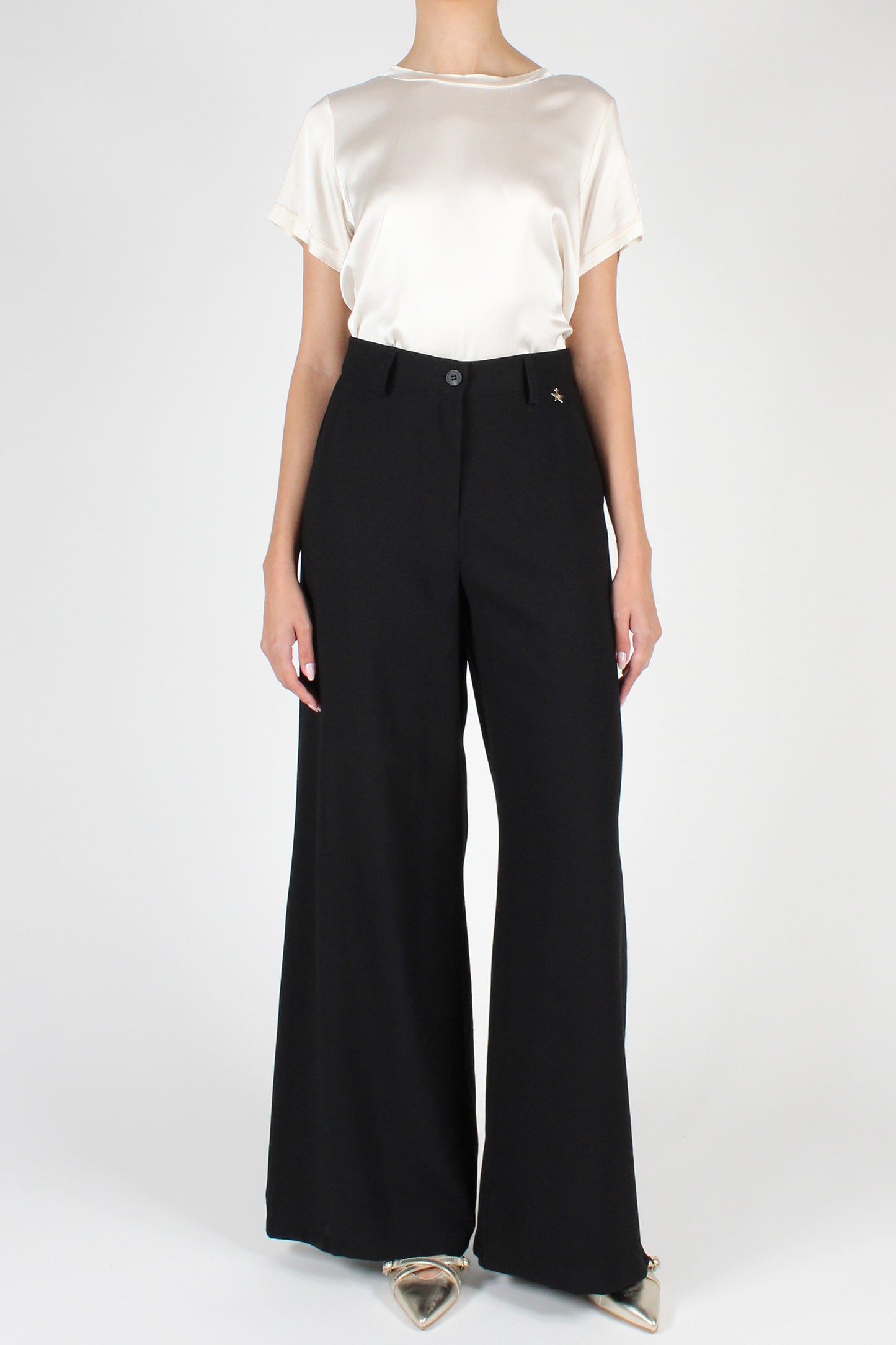 Palazzo Trousers in Solid Color Viscose