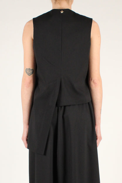 Embroidered Asymmetric Vest