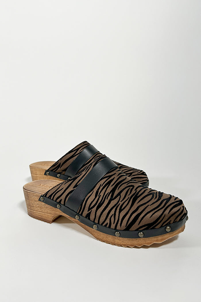 Zebra Velvet Clogs