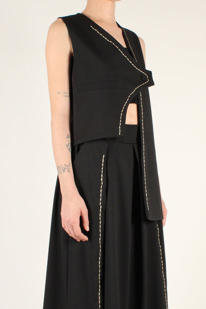 Embroidered Asymmetric Vest