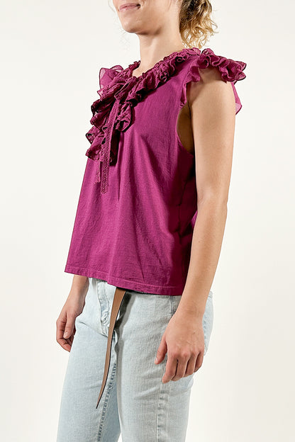 Jersey top with ruffles