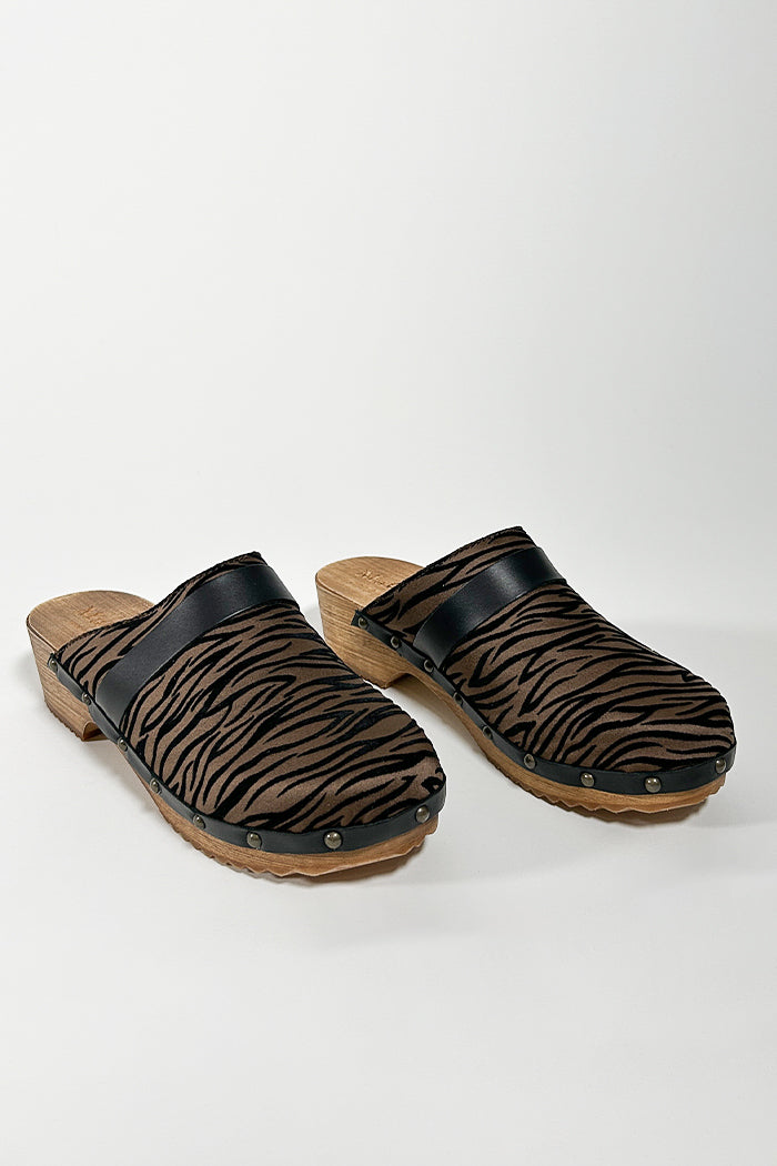 Zebra Velvet Clogs