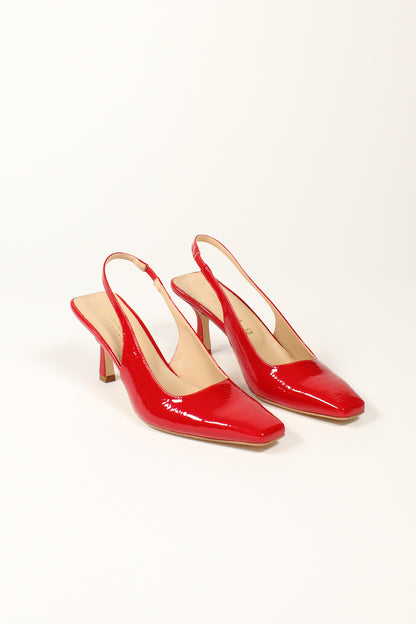 Slingback in hammered patent leather