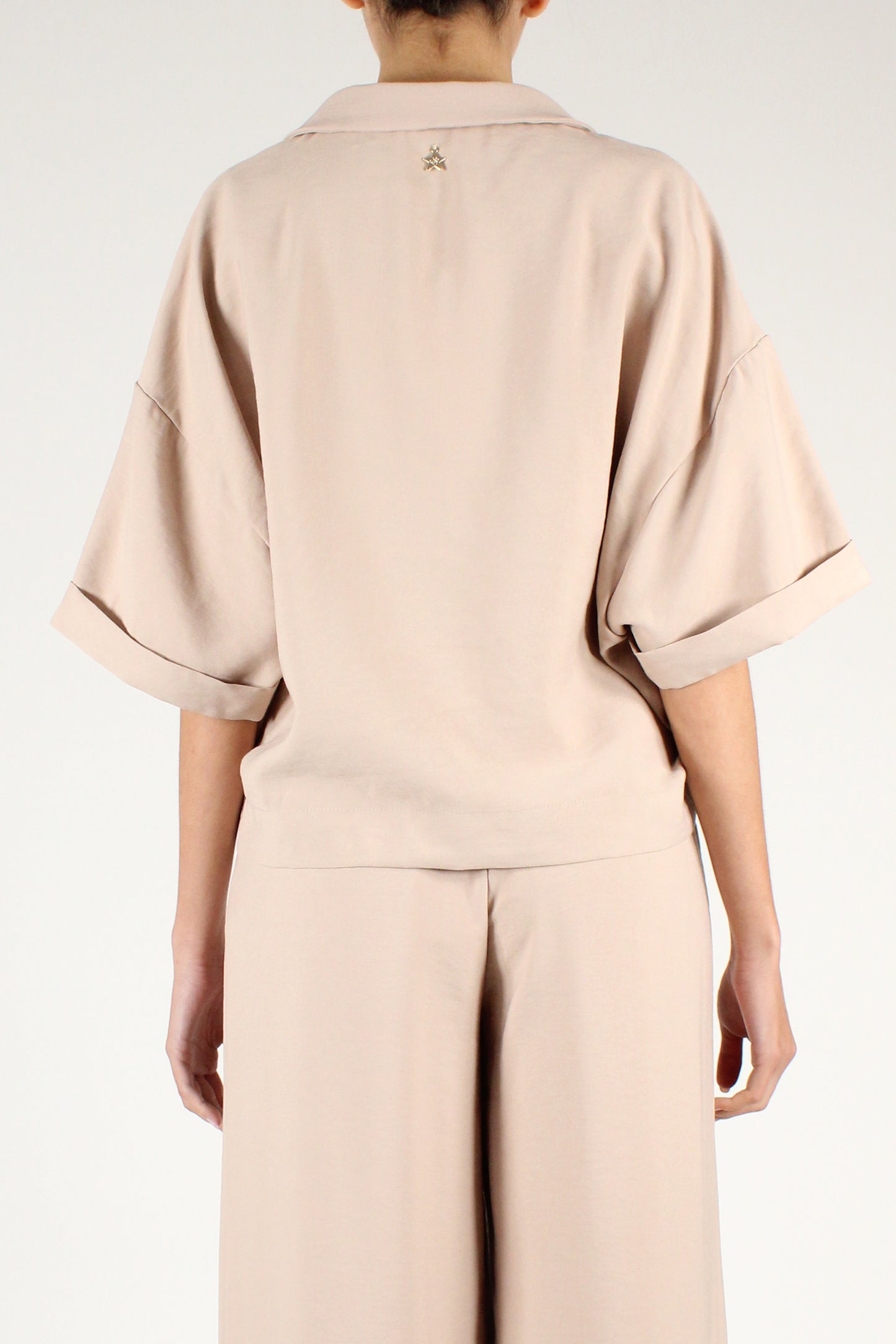 Loose Crop Shirt in Solid Color Viscose