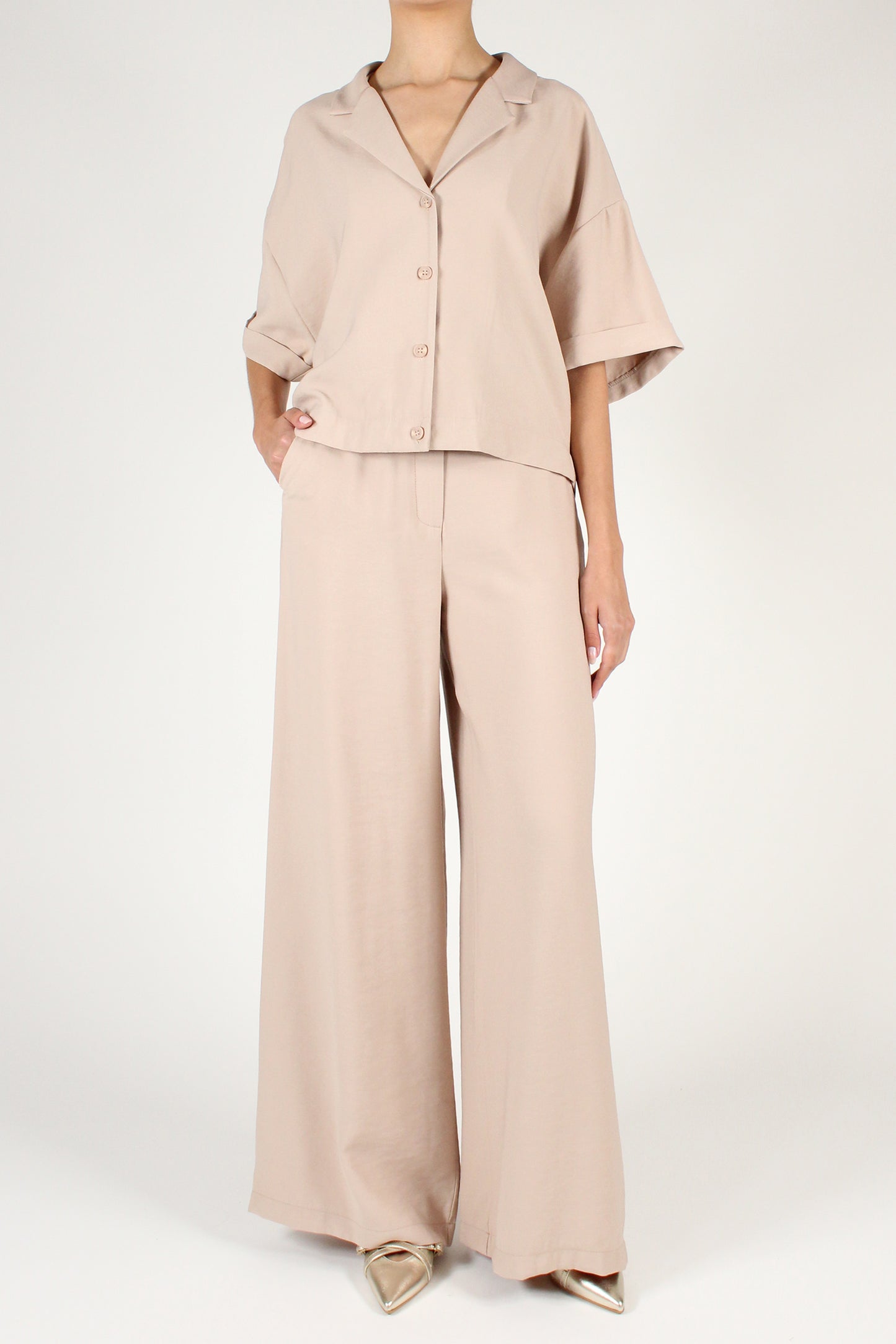 Palazzo Trousers in Solid Color Viscose