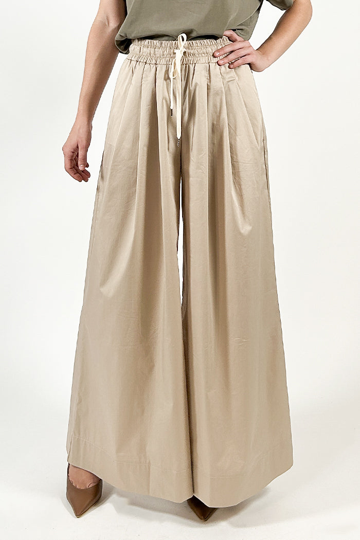Palazzo trousers with elastic and drawstring