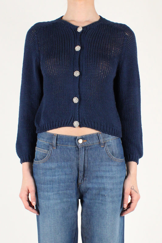 Cropped Cardigan With Jewel Buttons