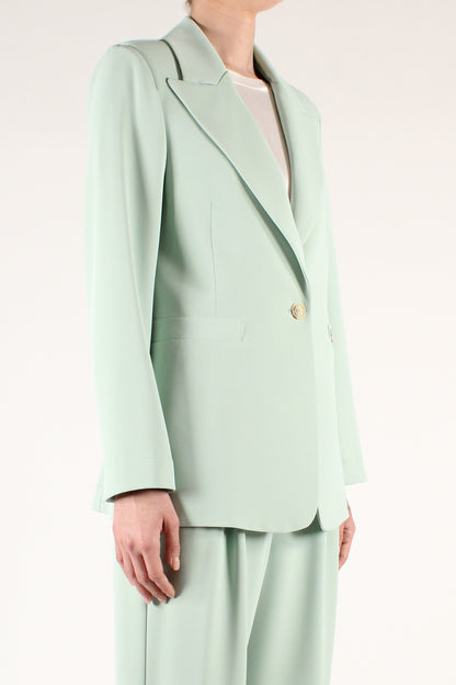 Single-breasted single-button blazer with peak lapels