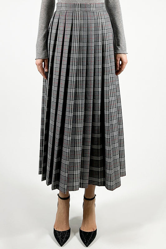 Pleated Checkered Pattern Skirt