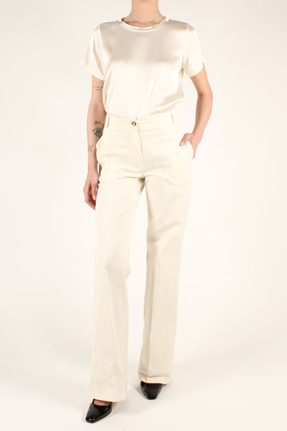 Straight Leg Trousers in Cotton Gabardine