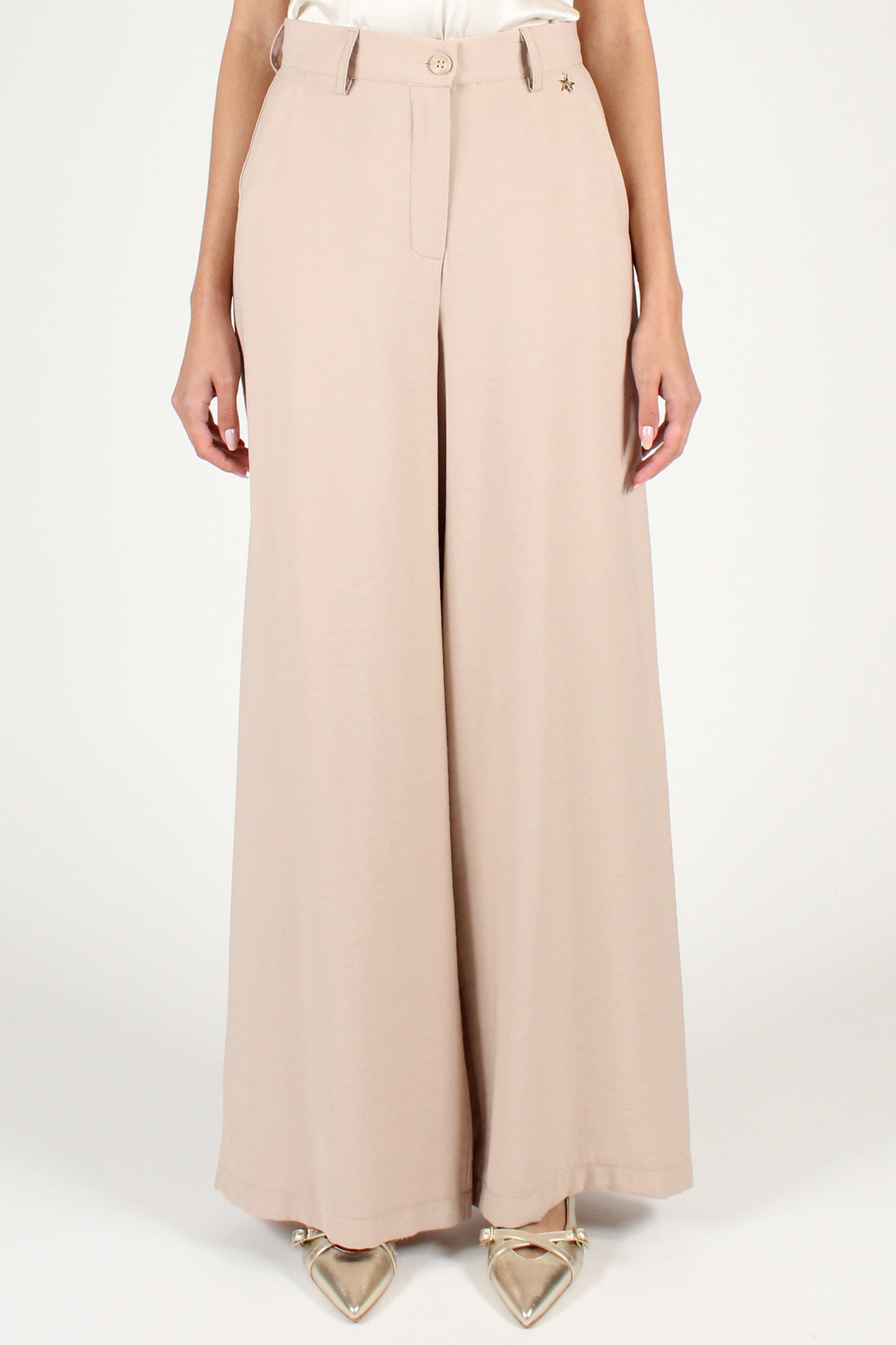 Palazzo Trousers in Solid Color Viscose