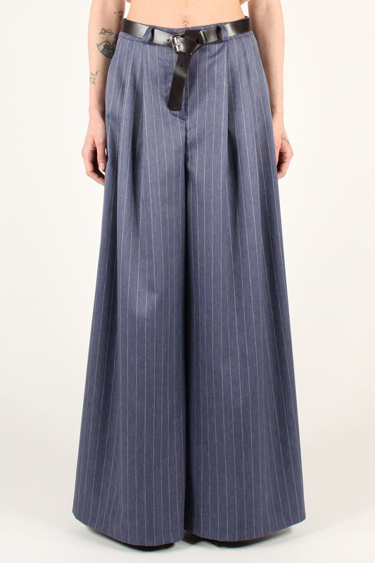 Extra Wide Leg Pinstripe Trousers