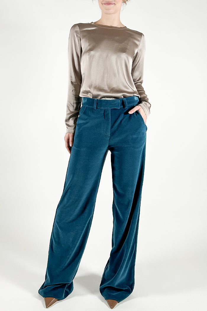 Palazzo trousers in shaved velvet