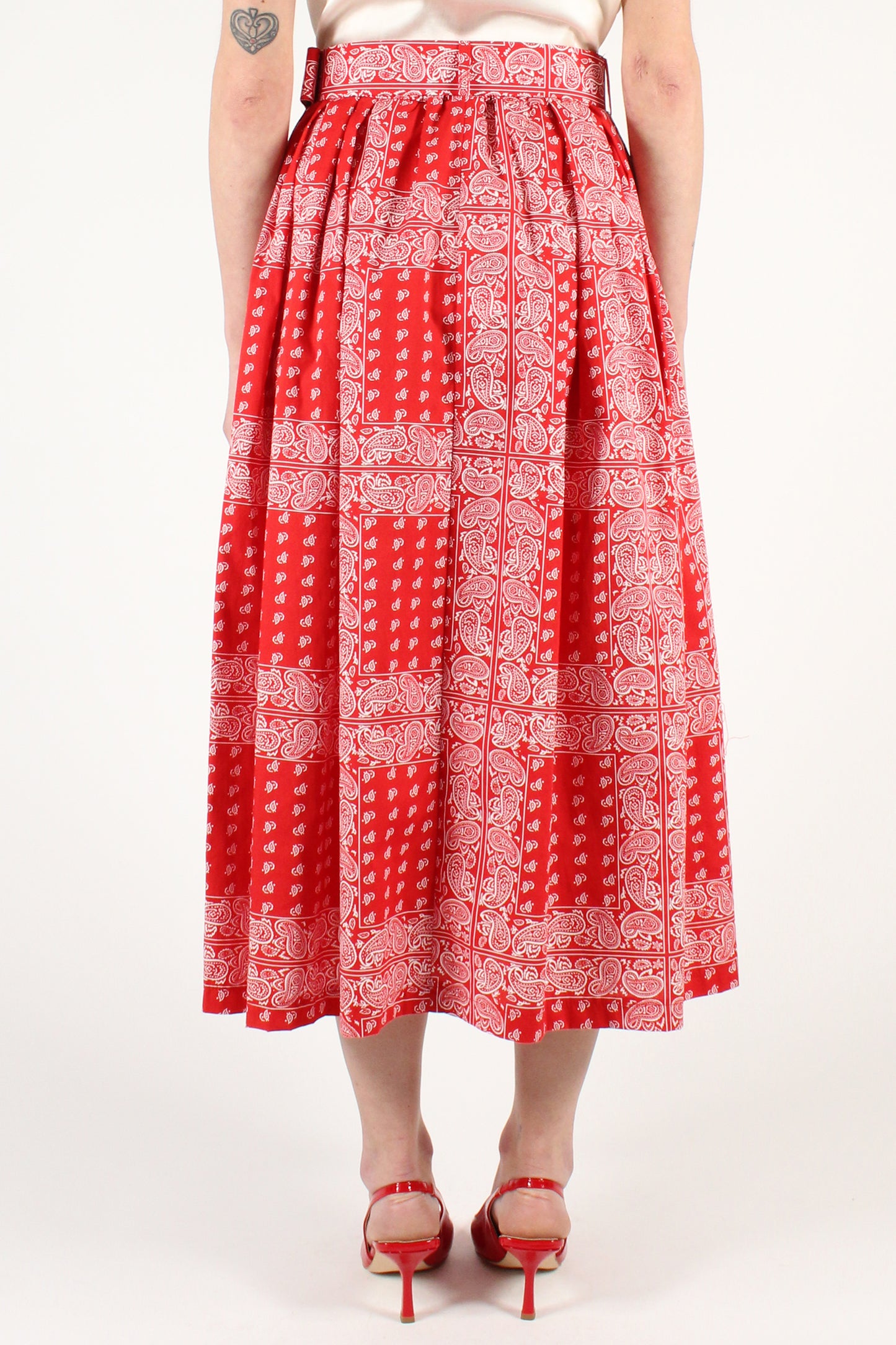 Full Skirt with Bandana Print Pleats