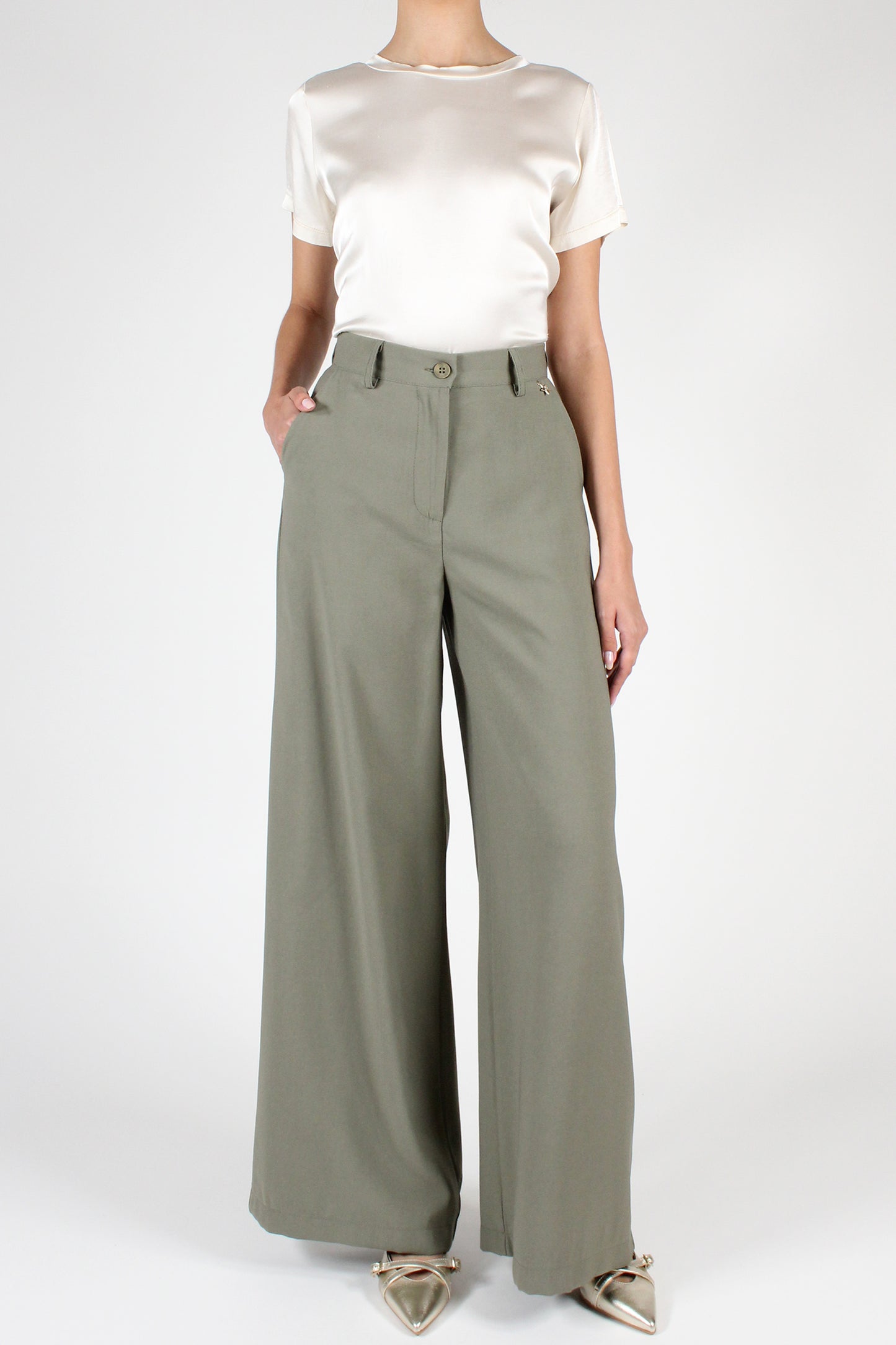 Palazzo Trousers in Solid Color Viscose