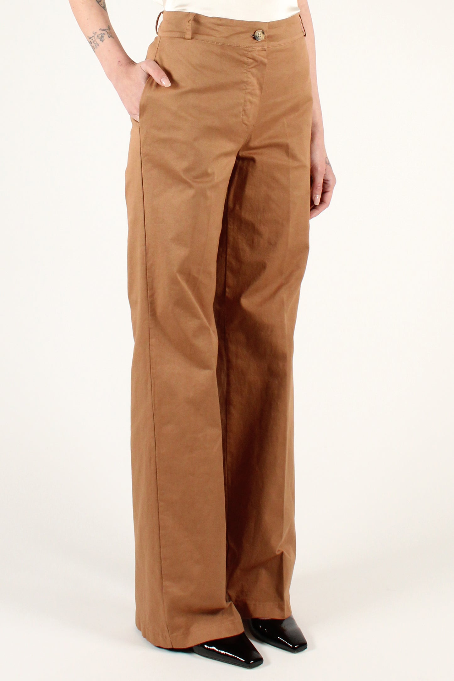 Straight Leg Trousers in Cotton Gabardine