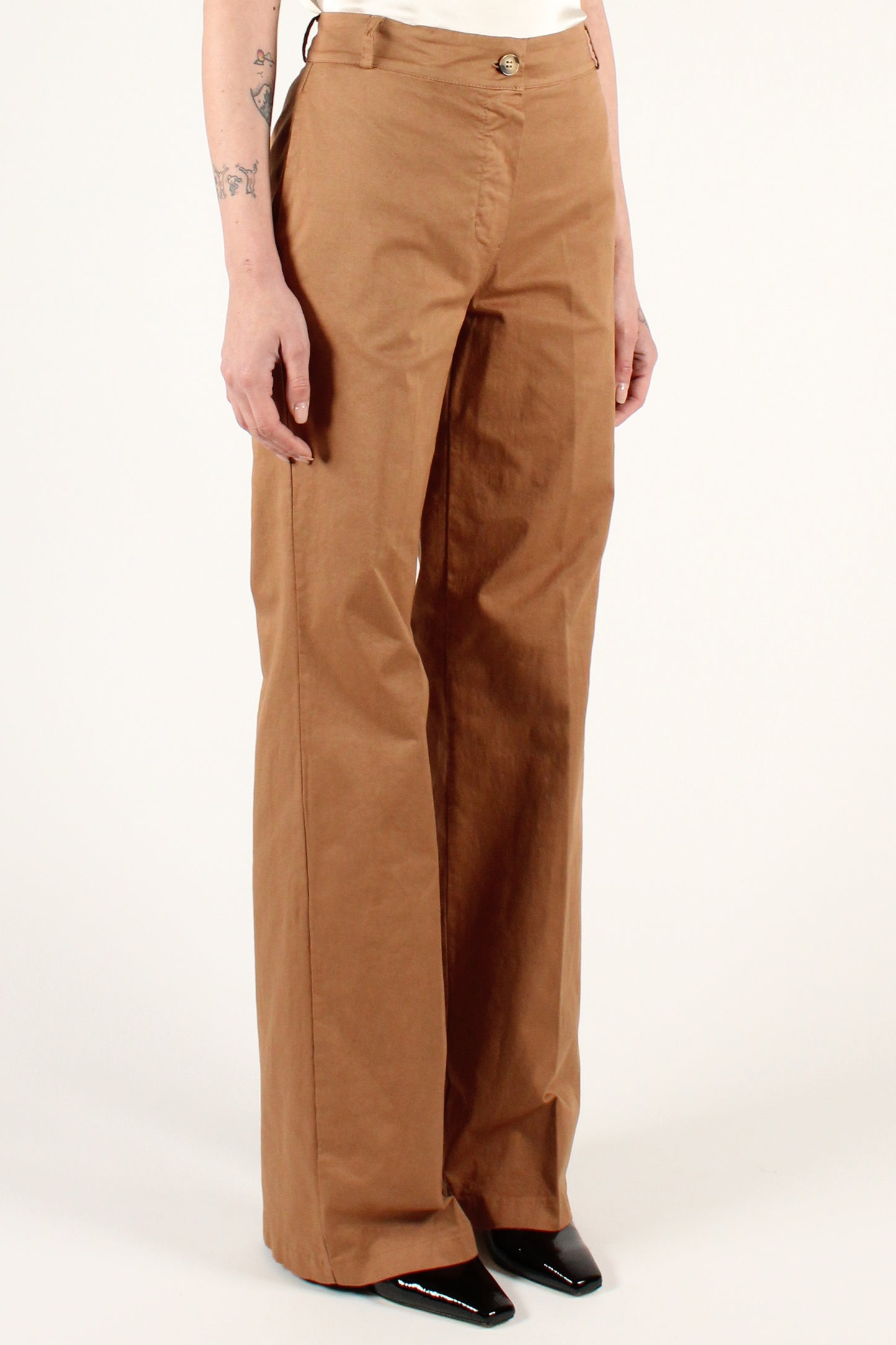 Straight Leg Trousers in Cotton Gabardine