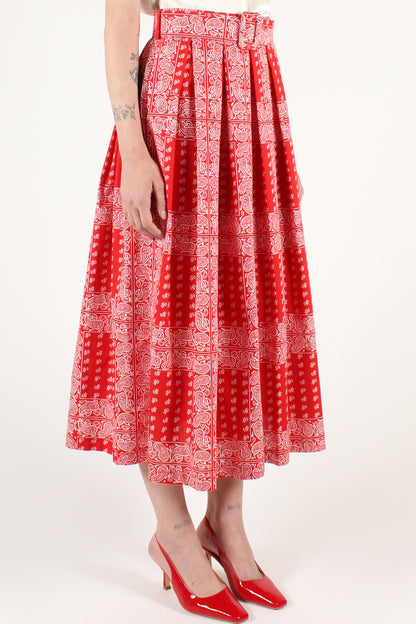 Full Skirt with Bandana Print Pleats