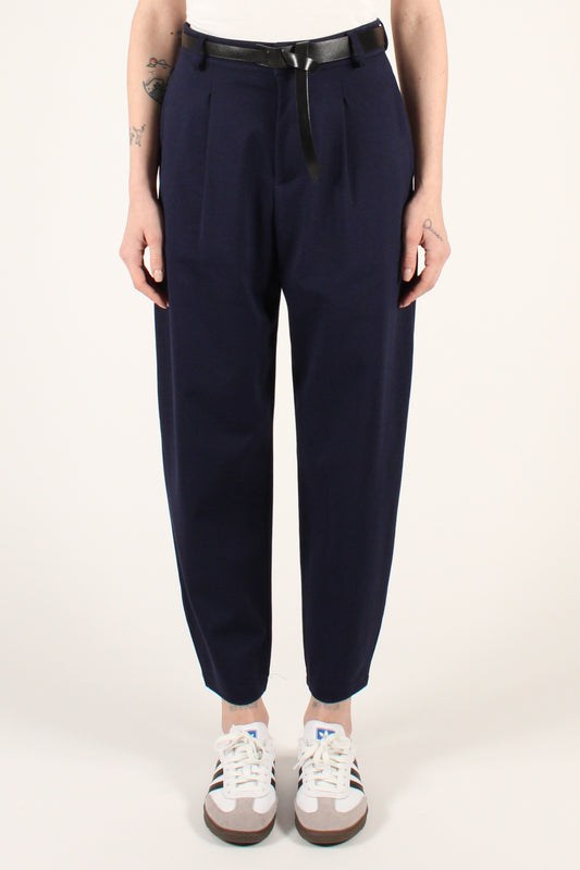 Semi Balloon Milano Stitch Trousers with Pleats