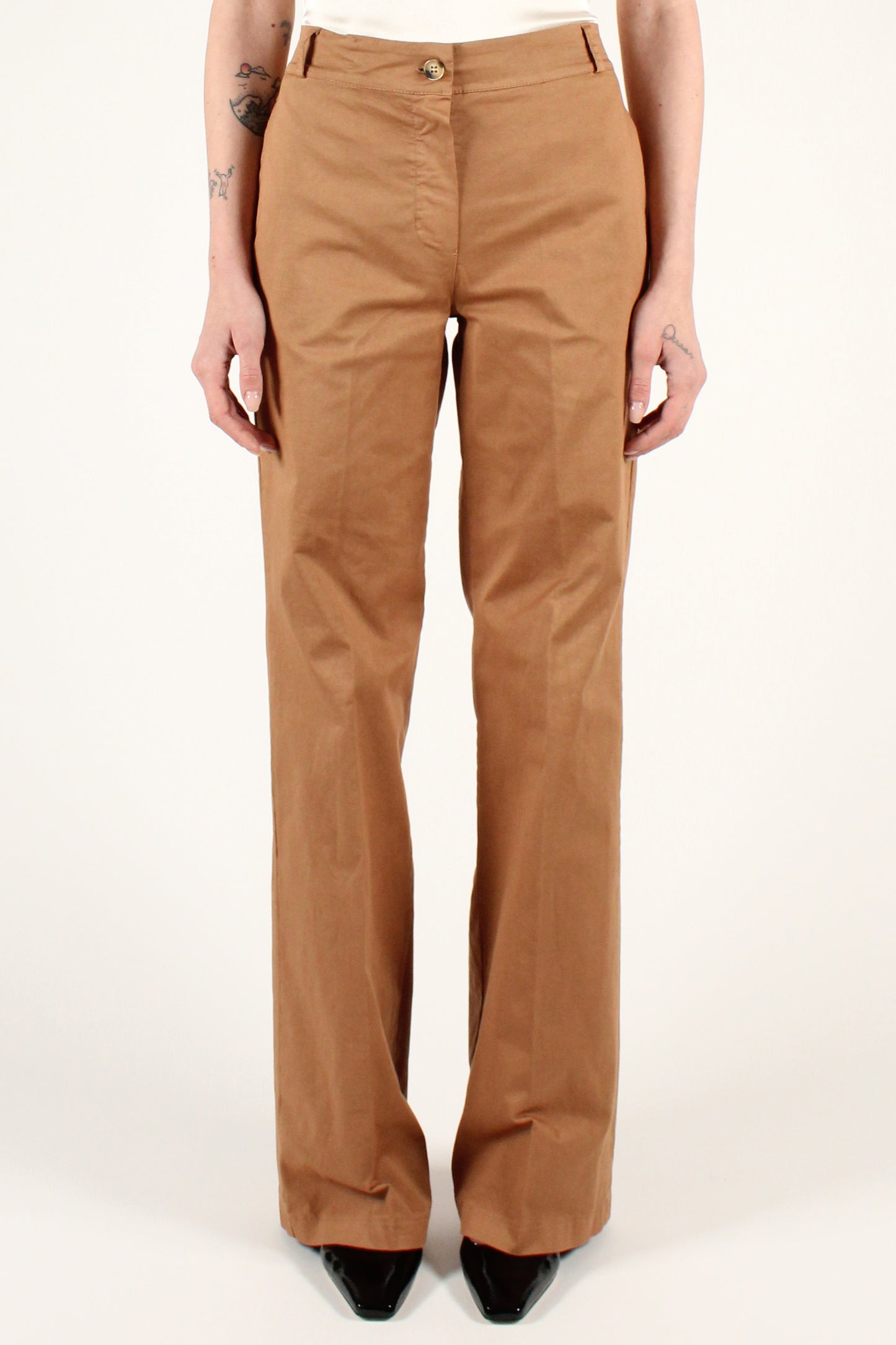 Straight Leg Trousers in Cotton Gabardine