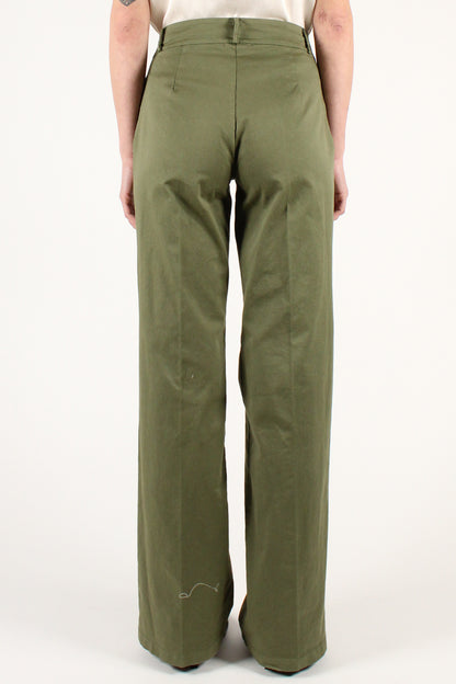 Straight Leg Trousers in Cotton Gabardine