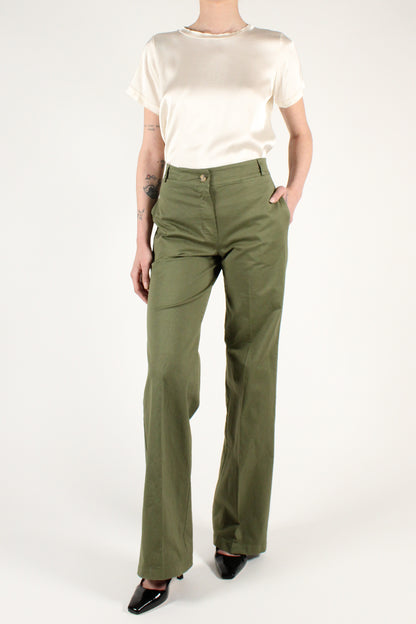 Straight Leg Trousers in Cotton Gabardine