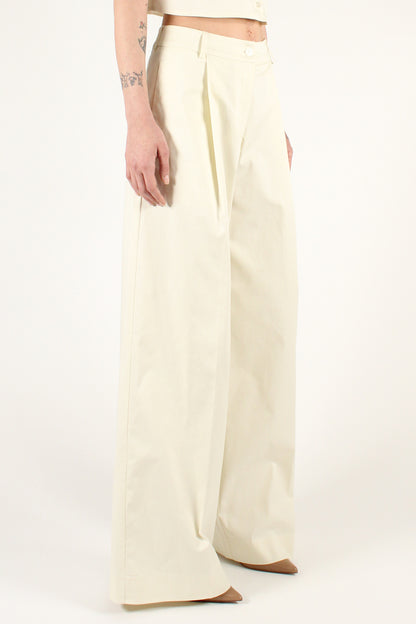 Palazzo Trousers with Pleats in Cotton