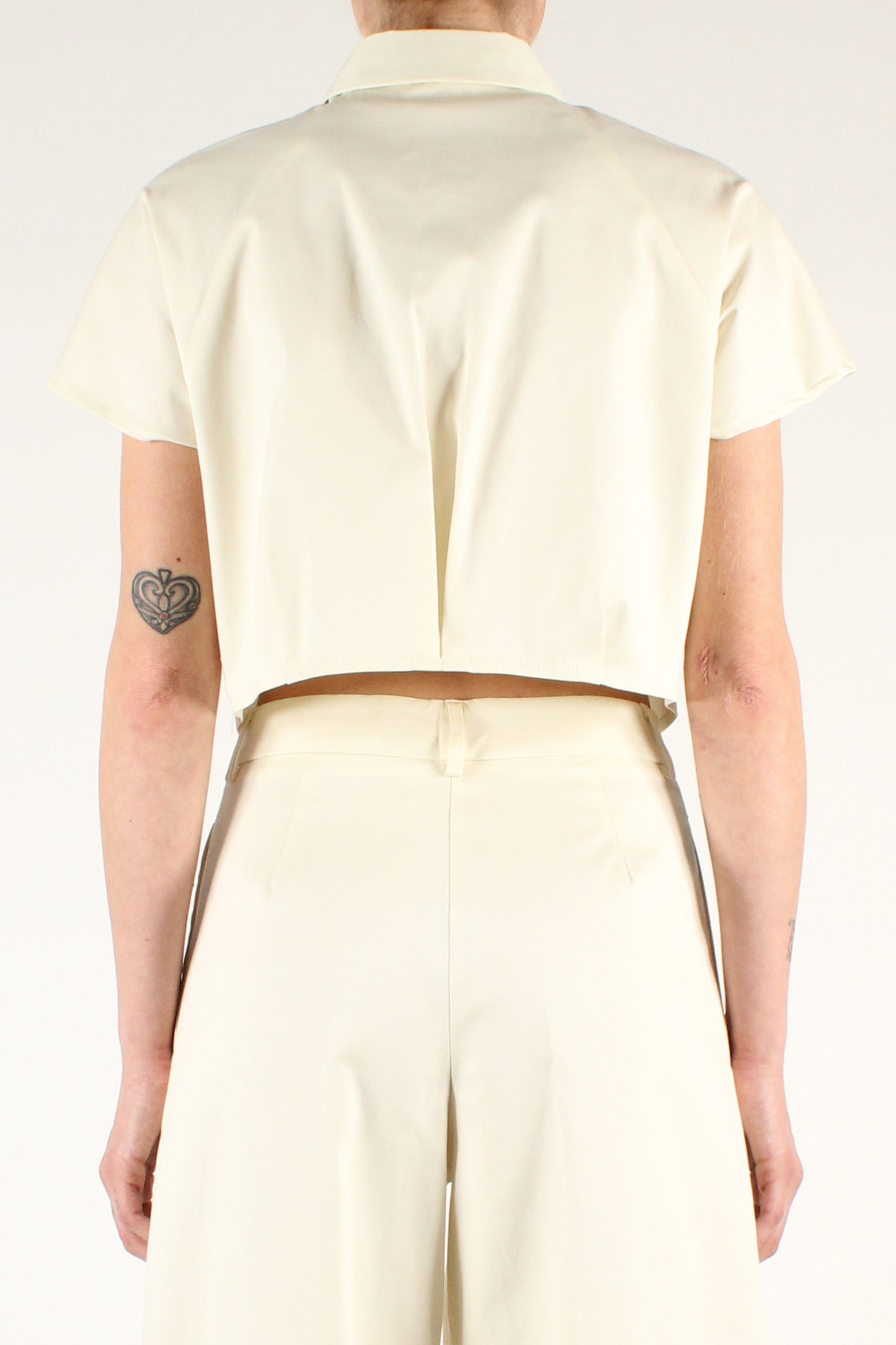 Cotton Crop Shirt with Patch Pockets